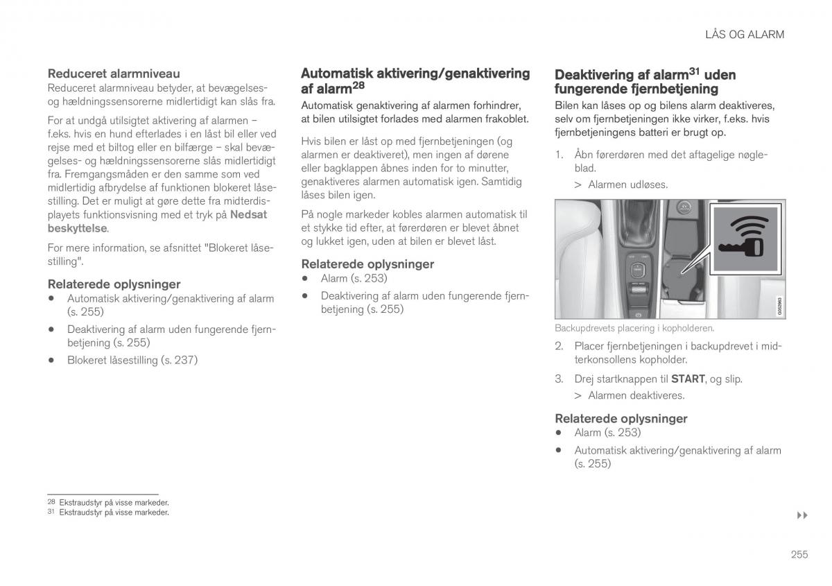 Volvo XC90 II 2 Bilens instruktionsbog / page 257