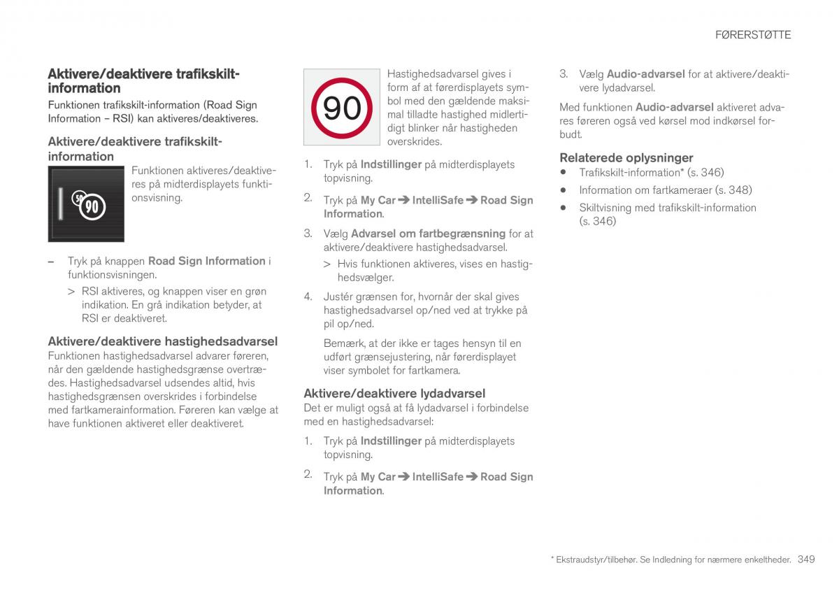 Volvo XC90 II 2 Bilens instruktionsbog / page 351