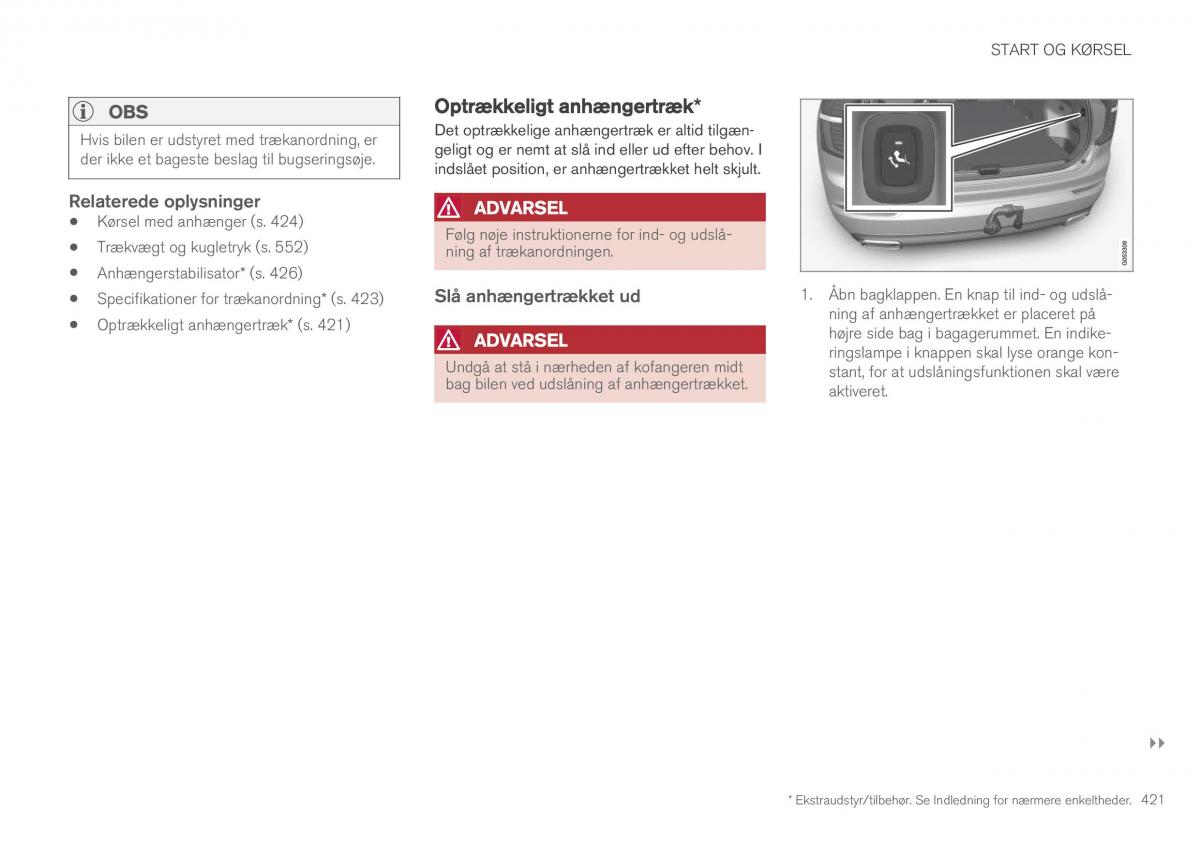 Volvo XC90 II 2 Bilens instruktionsbog / page 423