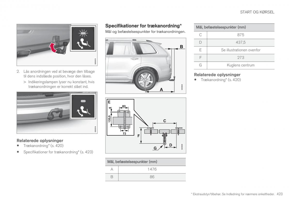 Volvo XC90 II 2 Bilens instruktionsbog / page 425