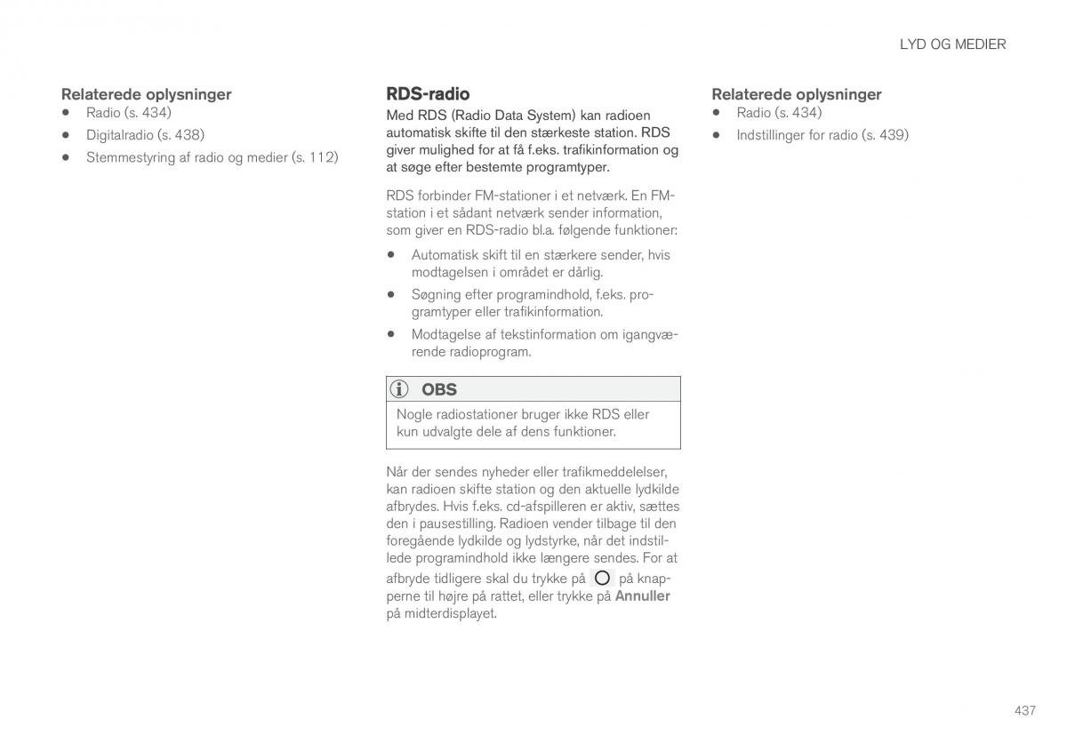 Volvo XC90 II 2 Bilens instruktionsbog / page 439