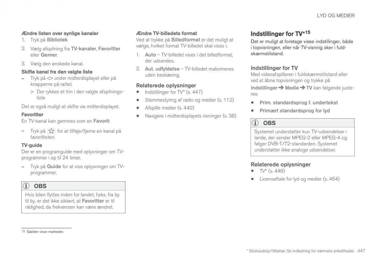 Volvo XC90 II 2 Bilens instruktionsbog / page 449