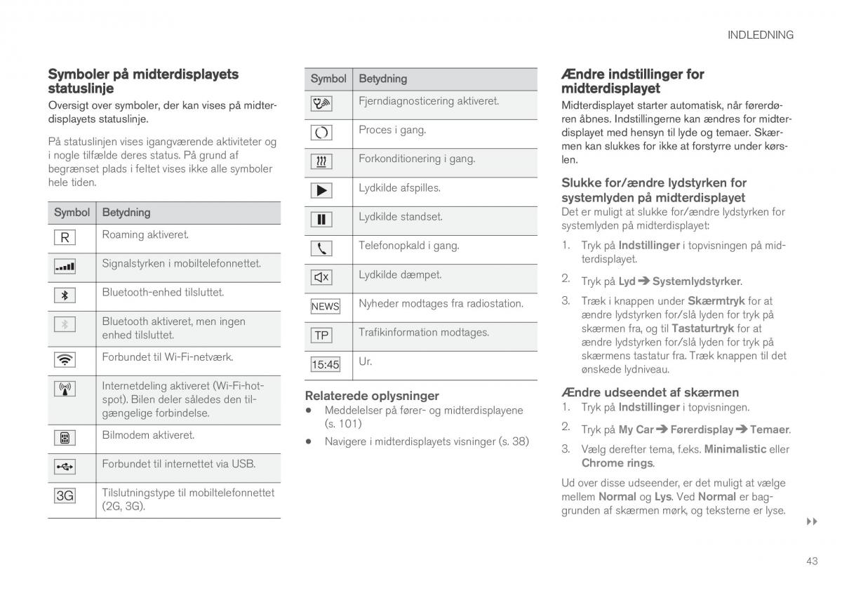 Volvo XC90 II 2 Bilens instruktionsbog / page 45