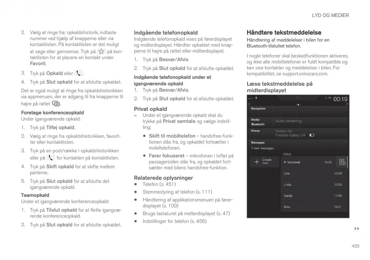 Volvo XC90 II 2 Bilens instruktionsbog / page 457