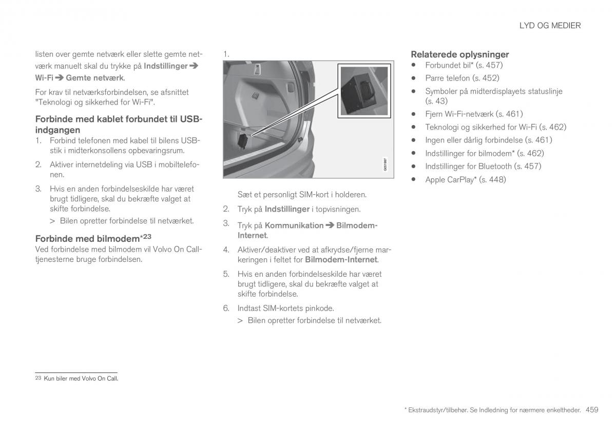 Volvo XC90 II 2 Bilens instruktionsbog / page 461