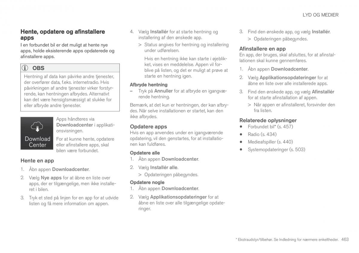 Volvo XC90 II 2 Bilens instruktionsbog / page 465