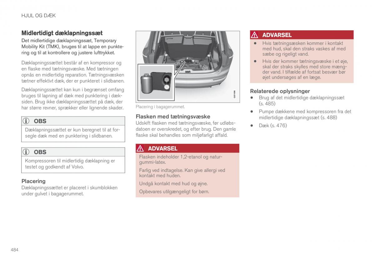 Volvo XC90 II 2 Bilens instruktionsbog / page 486