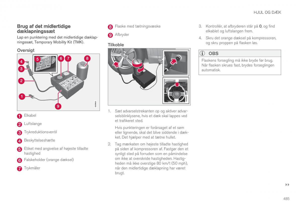 Volvo XC90 II 2 Bilens instruktionsbog / page 487