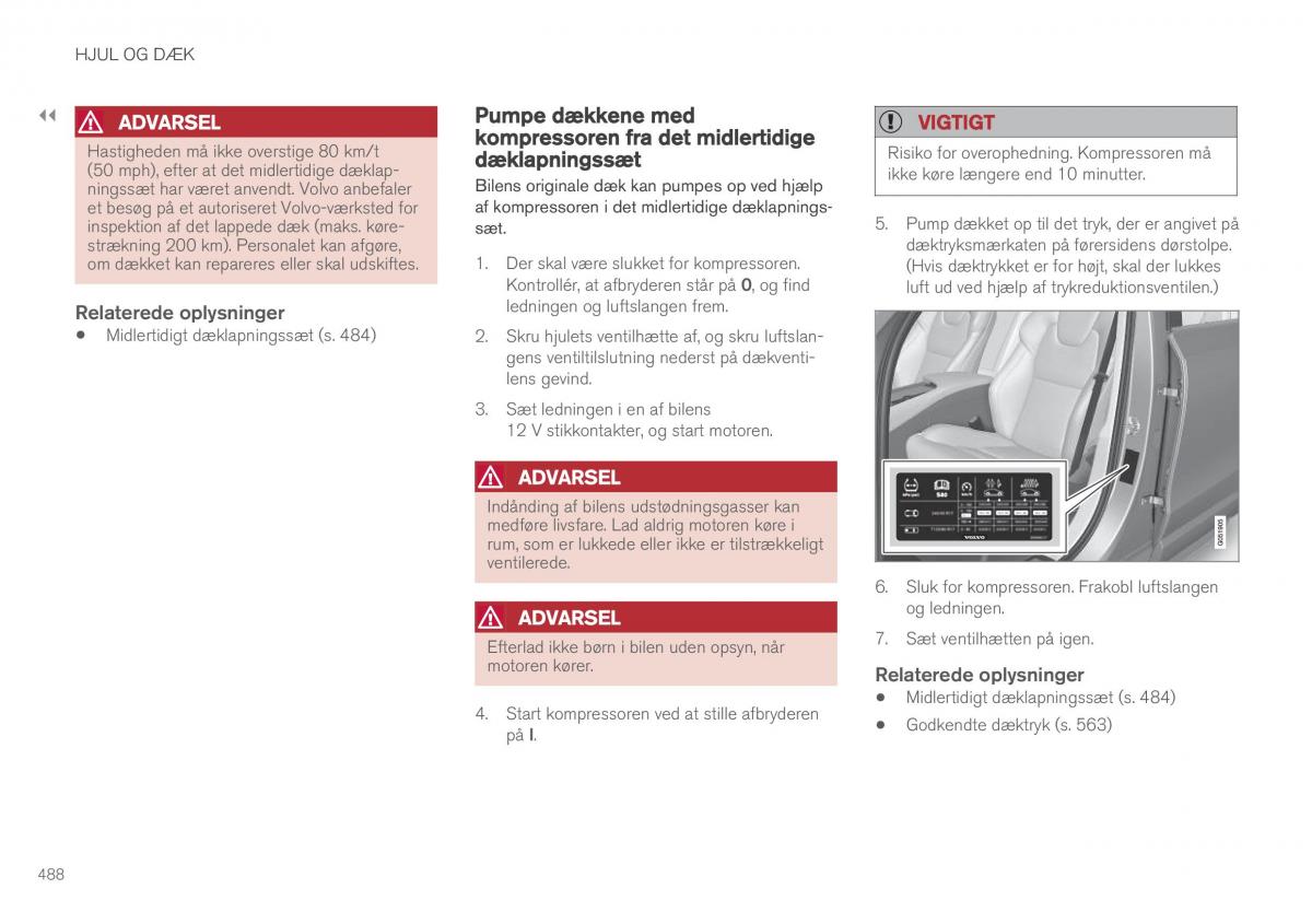 Volvo XC90 II 2 Bilens instruktionsbog / page 490