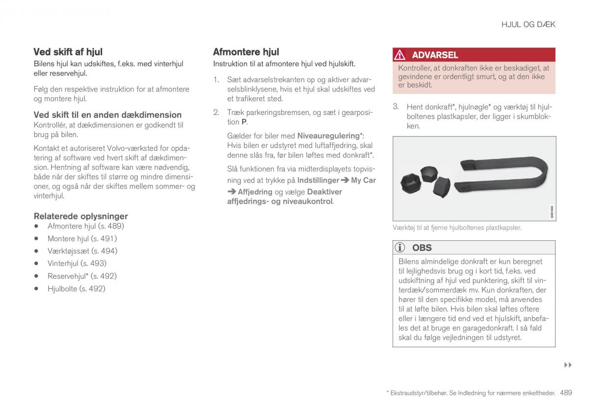 Volvo XC90 II 2 Bilens instruktionsbog / page 491