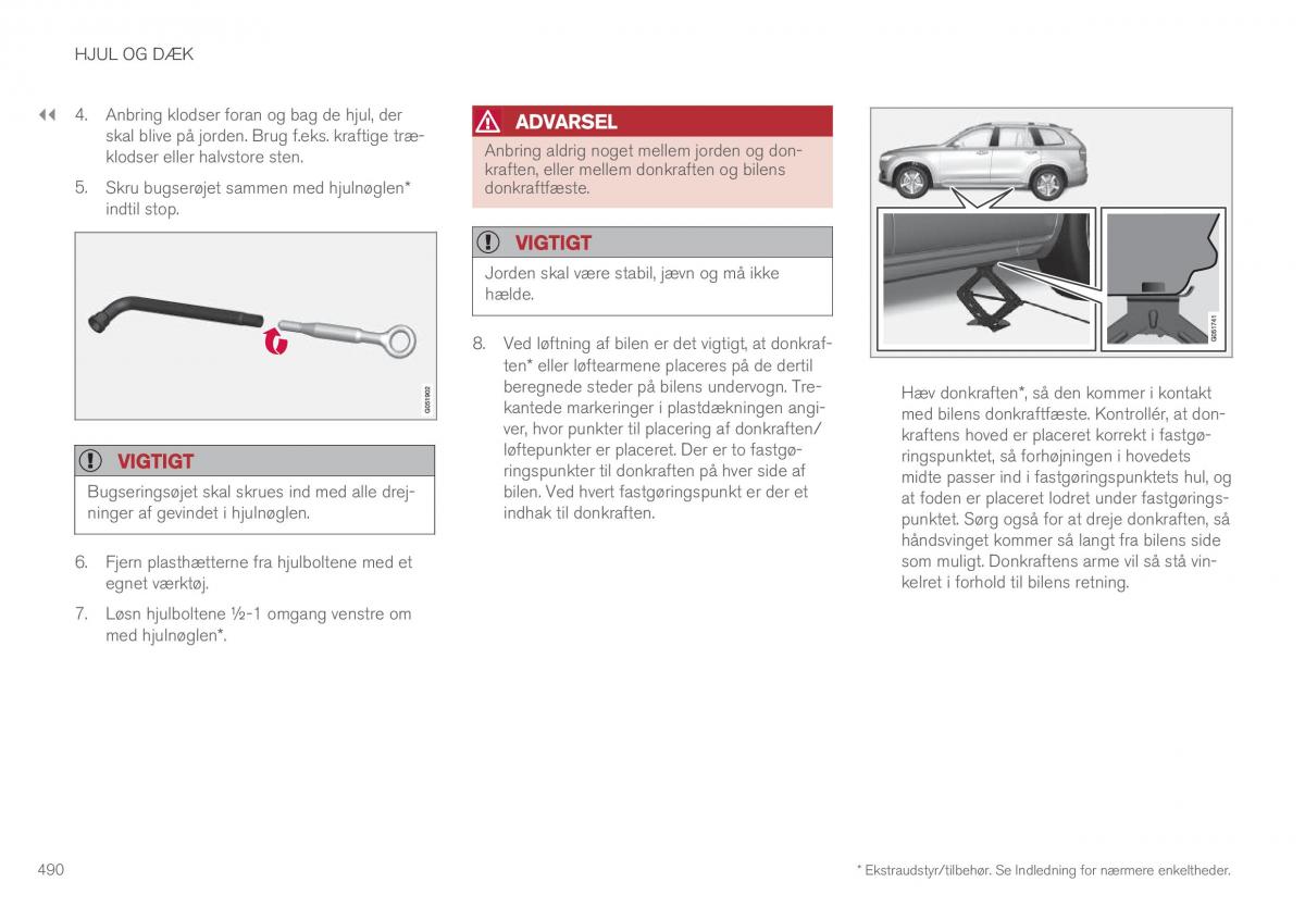 Volvo XC90 II 2 Bilens instruktionsbog / page 492