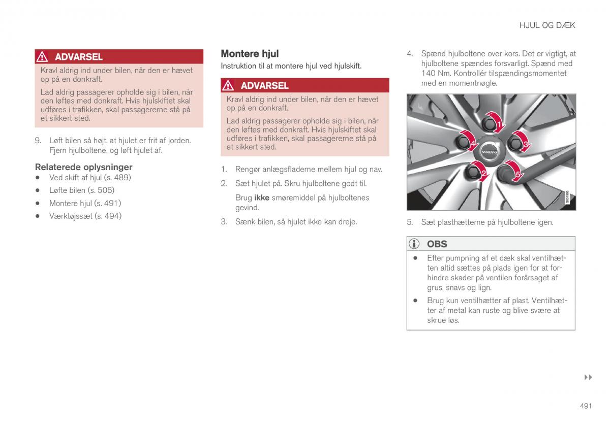 Volvo XC90 II 2 Bilens instruktionsbog / page 493