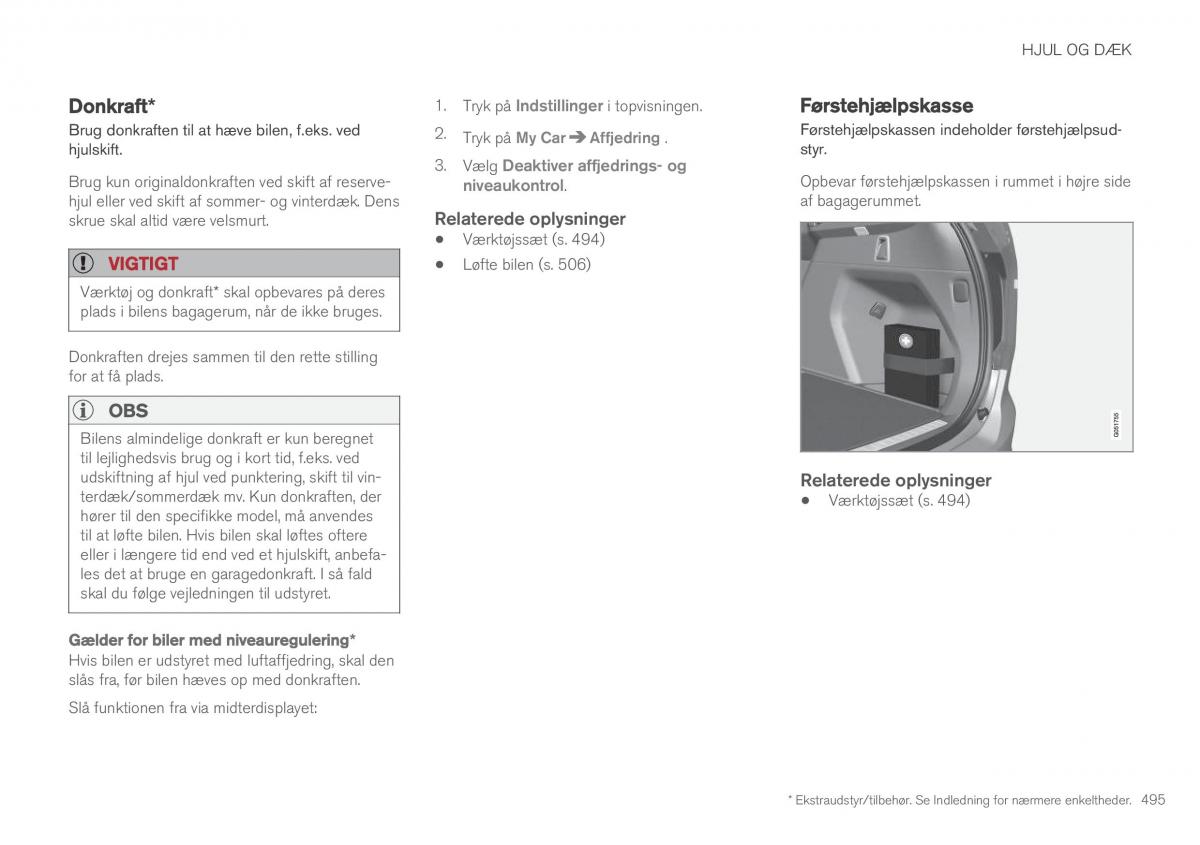 Volvo XC90 II 2 Bilens instruktionsbog / page 497