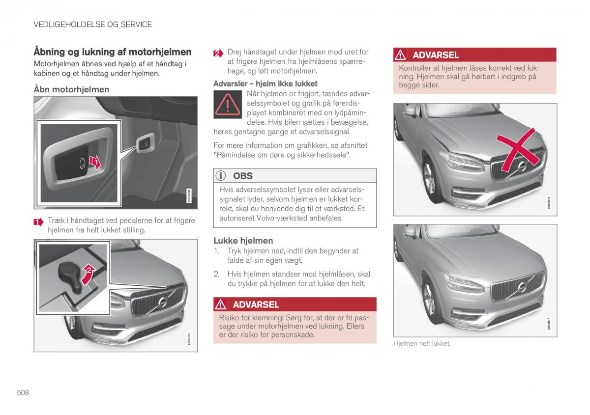 Volvo XC90 II 2 Bilens instruktionsbog / page 510