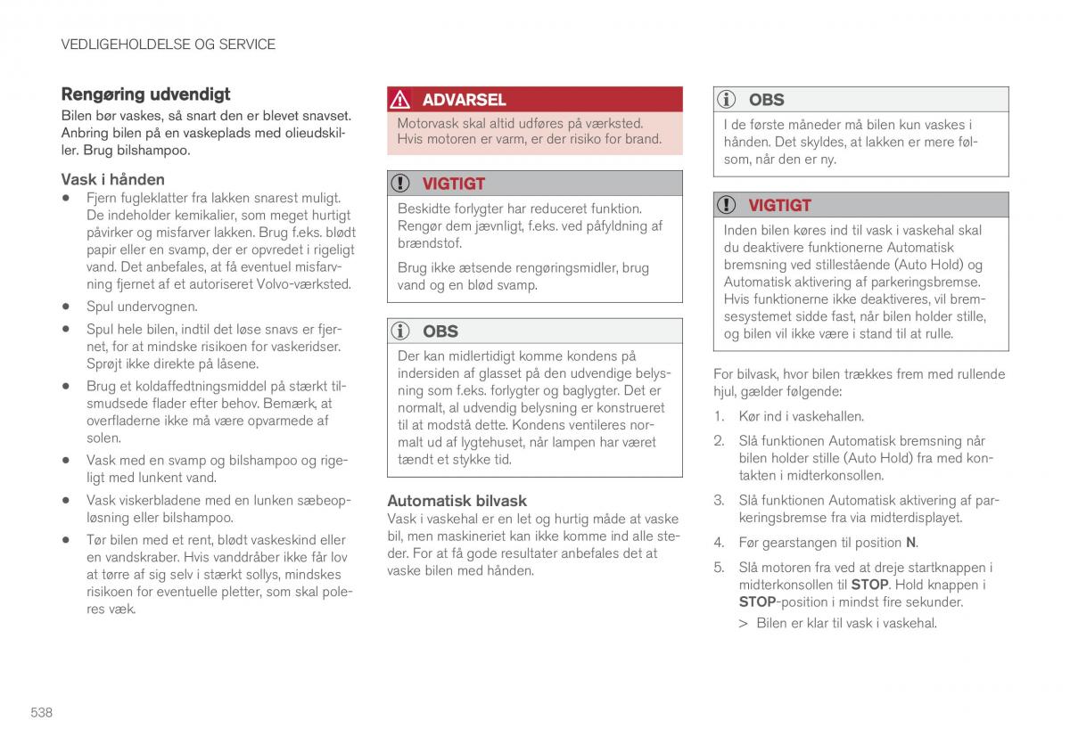 Volvo XC90 II 2 Bilens instruktionsbog / page 540