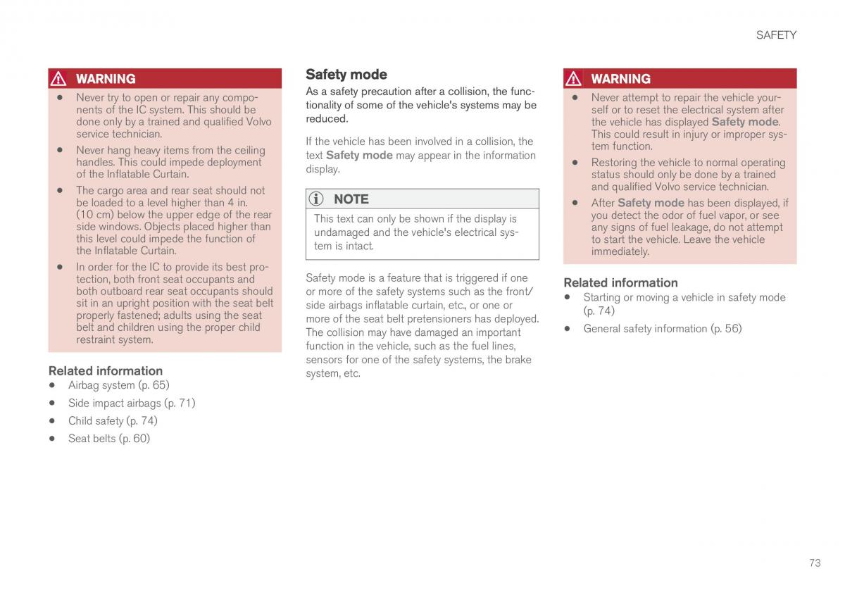 Volvo XC90 II 2 owners manual / page 75