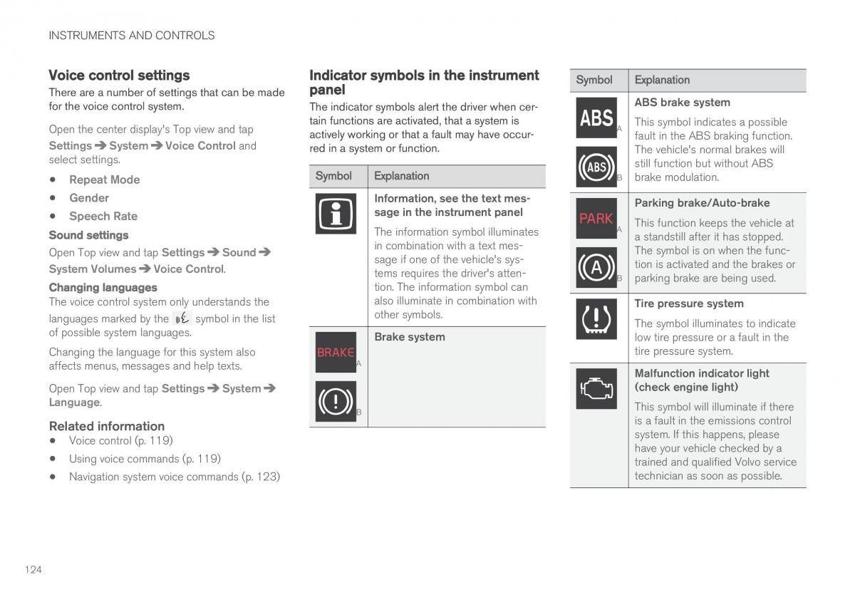 Volvo XC90 II 2 owners manual / page 126