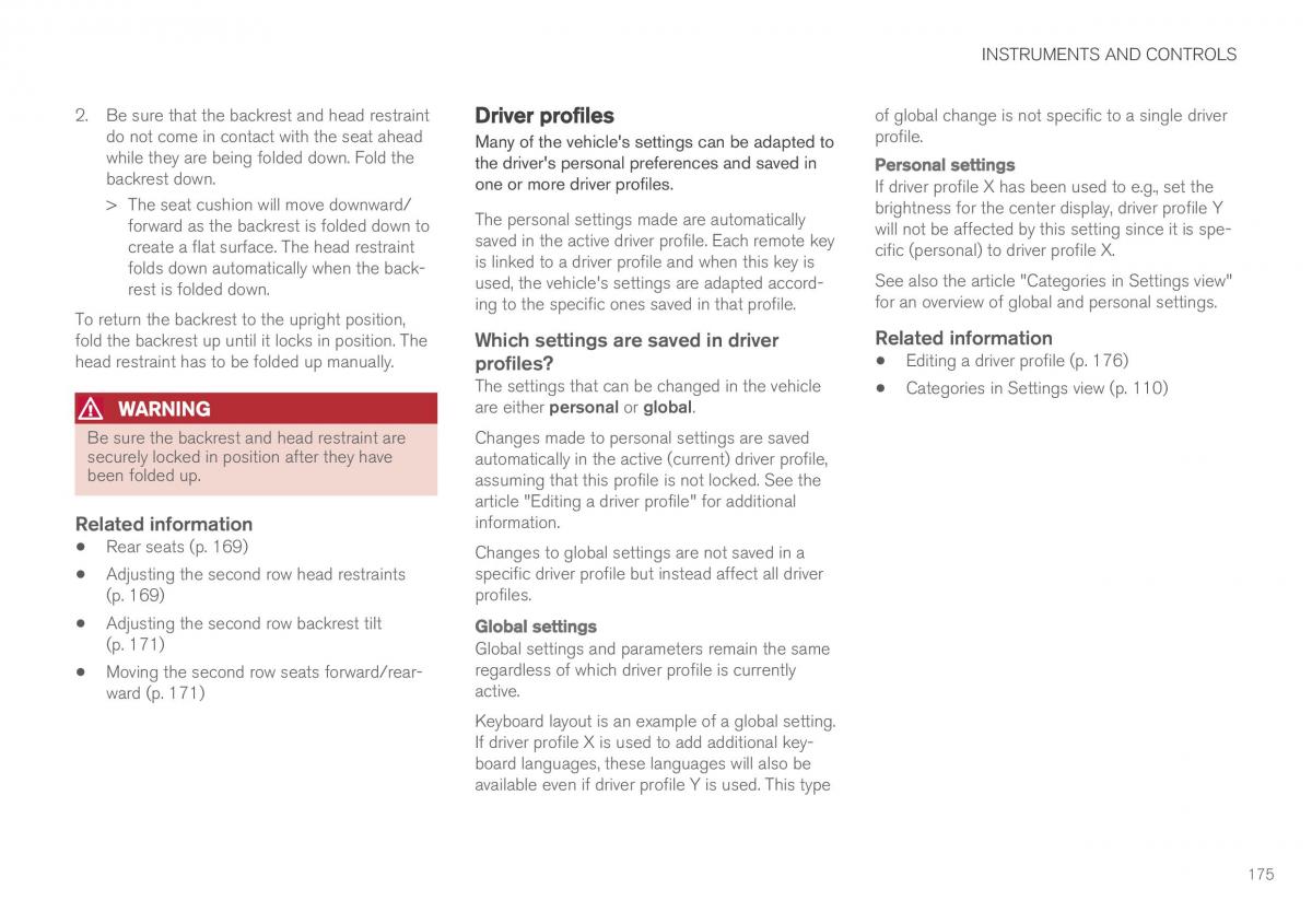 Volvo XC90 II 2 owners manual / page 177