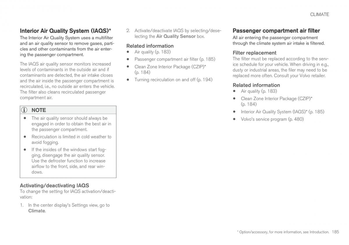 Volvo XC90 II 2 owners manual / page 187