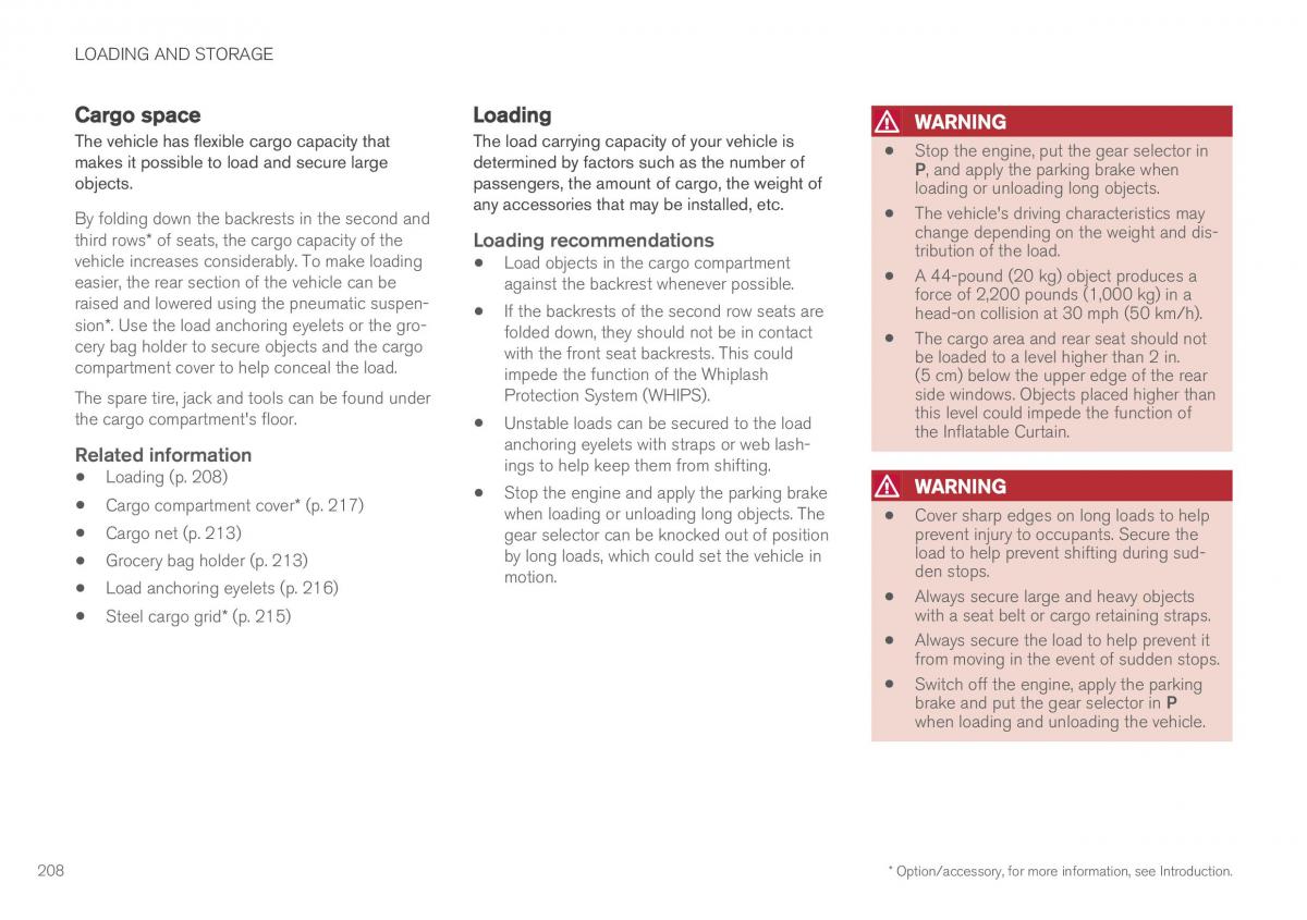 Volvo XC90 II 2 owners manual / page 210