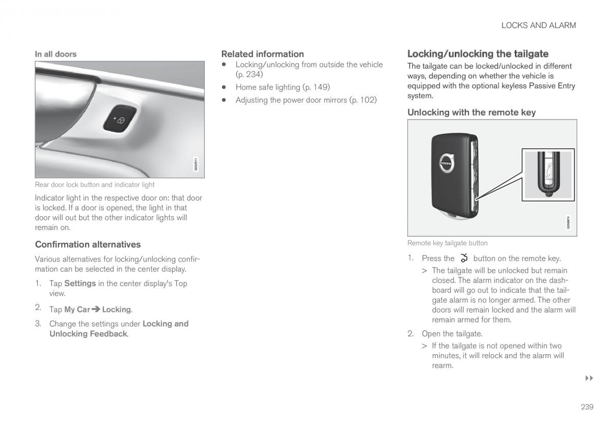 Volvo XC90 II 2 owners manual / page 241