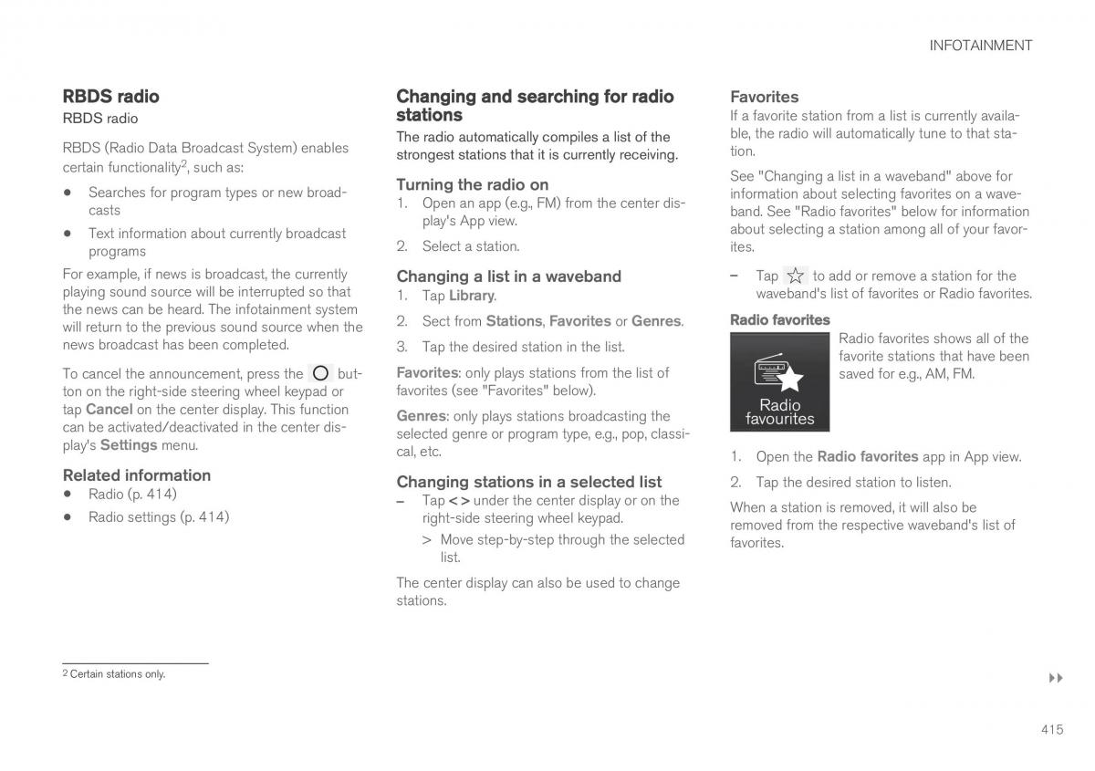 Volvo XC90 II 2 owners manual / page 417