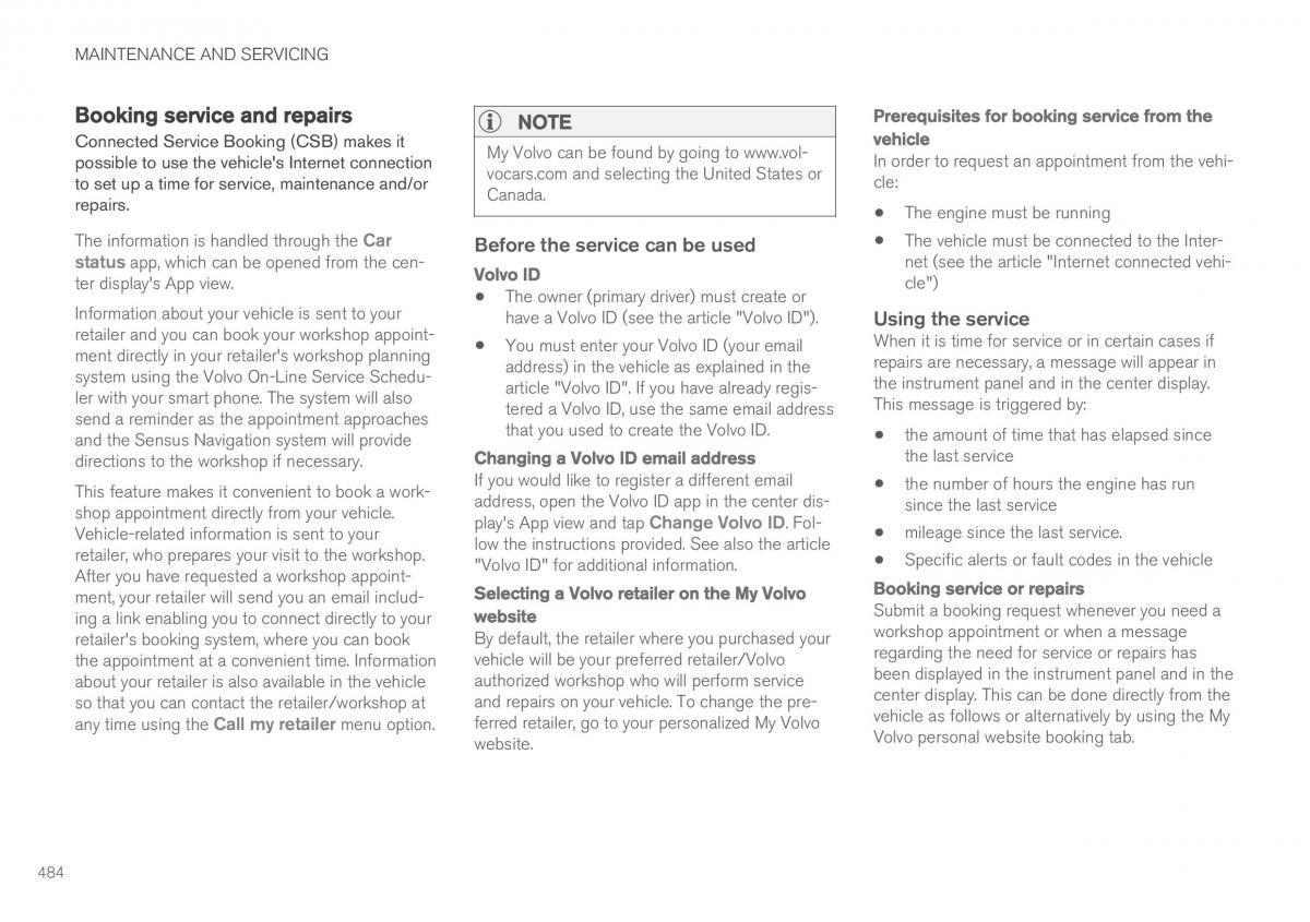 Volvo XC90 II 2 owners manual / page 486