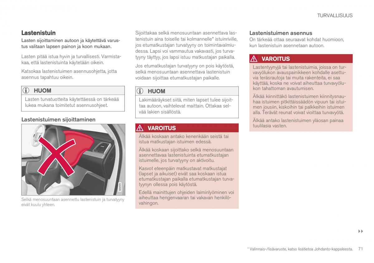 Volvo XC90 II 2 omistajan kasikirja / page 73