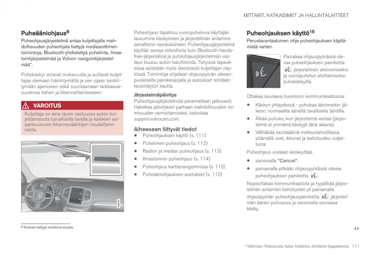 Volvo XC90 II 2 omistajan kasikirja / page 113