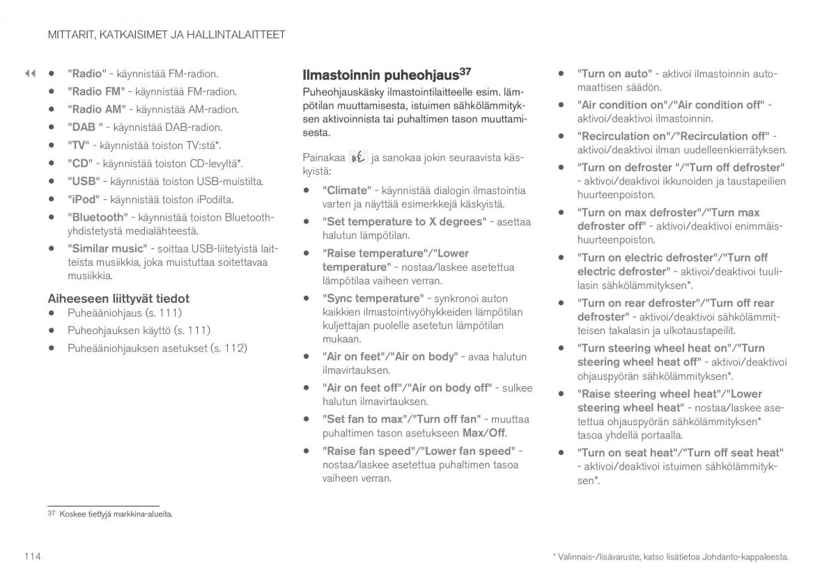 Volvo XC90 II 2 omistajan kasikirja / page 116