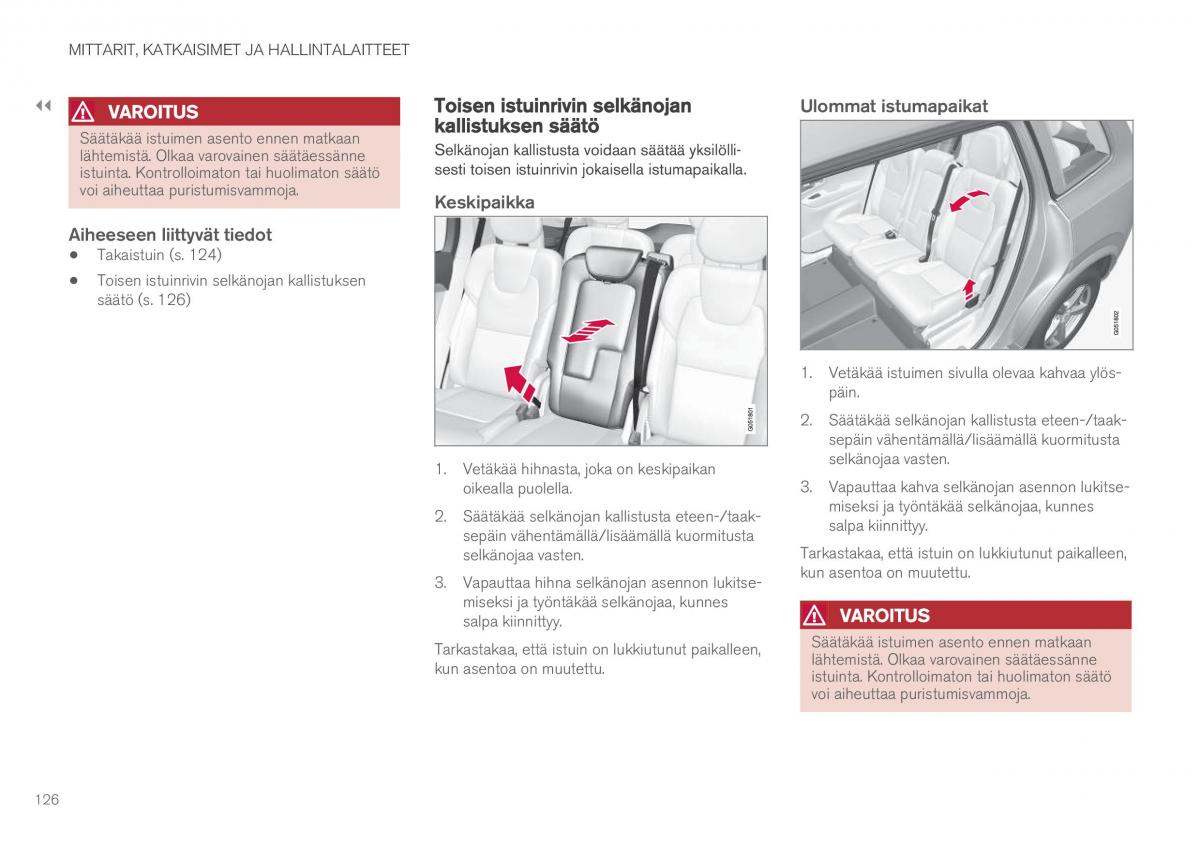 Volvo XC90 II 2 omistajan kasikirja / page 128