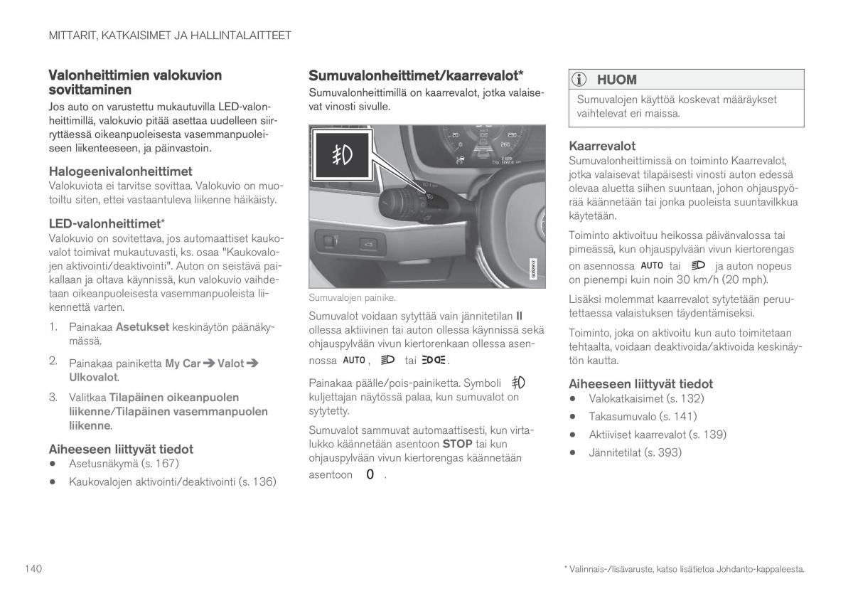 Volvo XC90 II 2 omistajan kasikirja / page 142