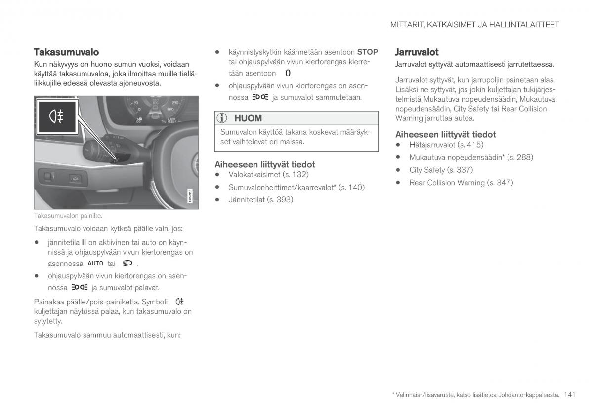 Volvo XC90 II 2 omistajan kasikirja / page 143