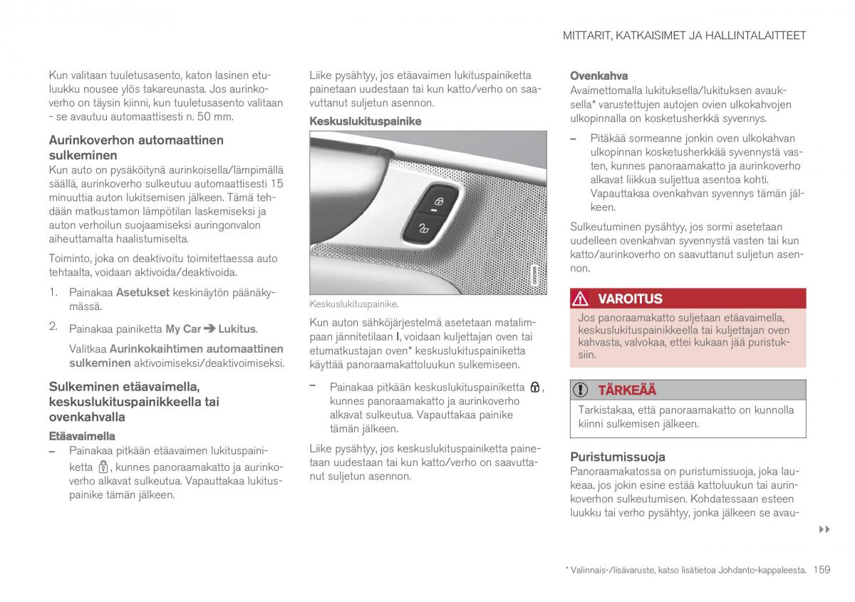 Volvo XC90 II 2 omistajan kasikirja / page 161