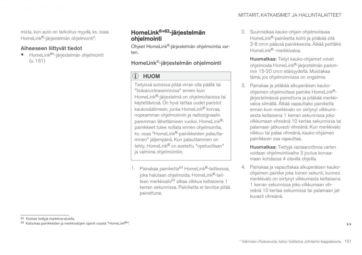 Volvo XC90 II 2 omistajan kasikirja / page 163