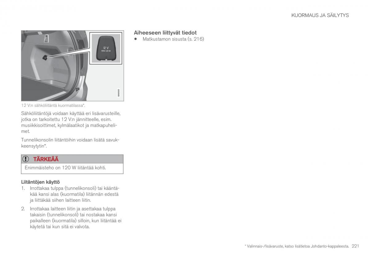 Volvo XC90 II 2 omistajan kasikirja / page 223