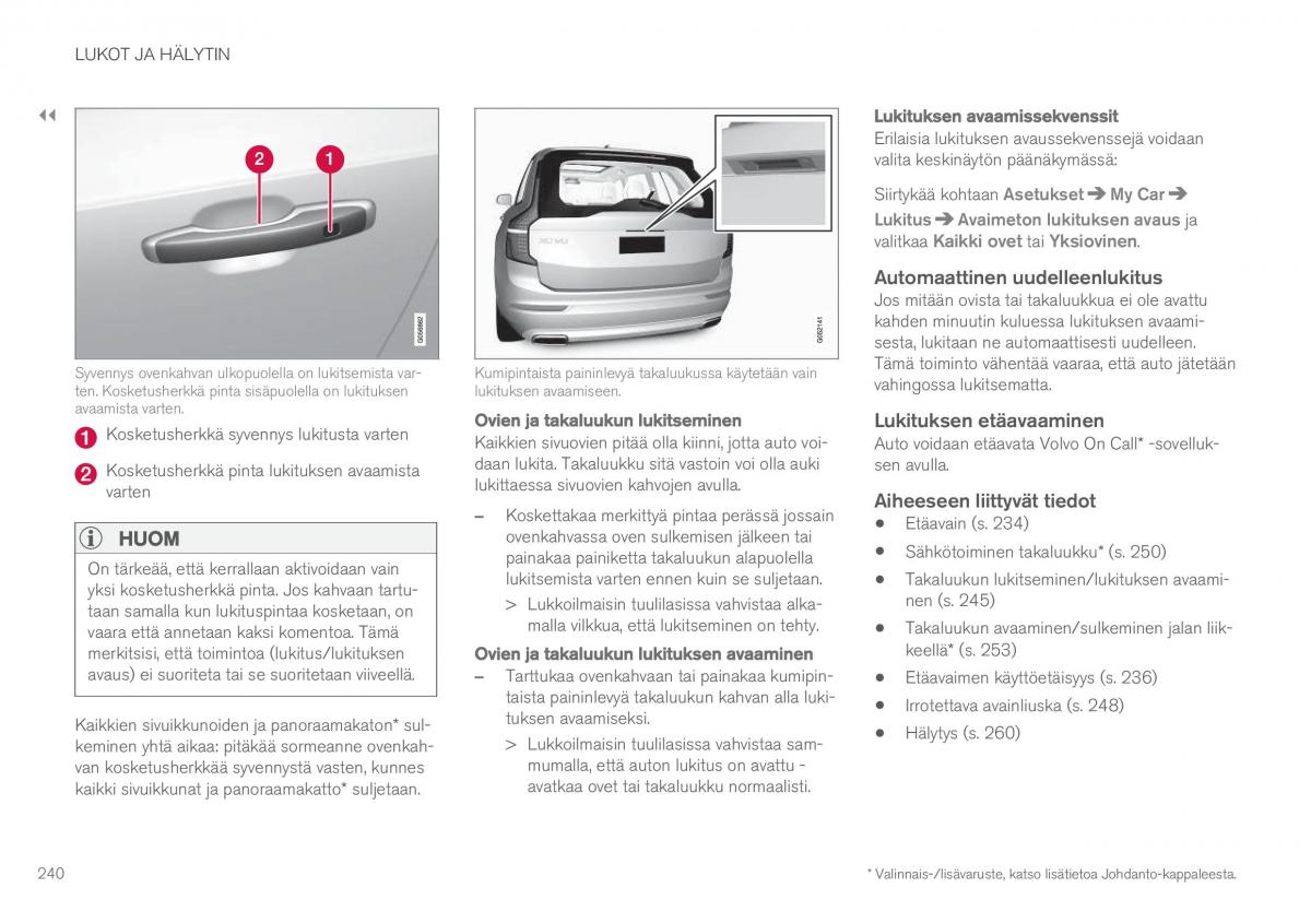 Volvo XC90 II 2 omistajan kasikirja / page 242