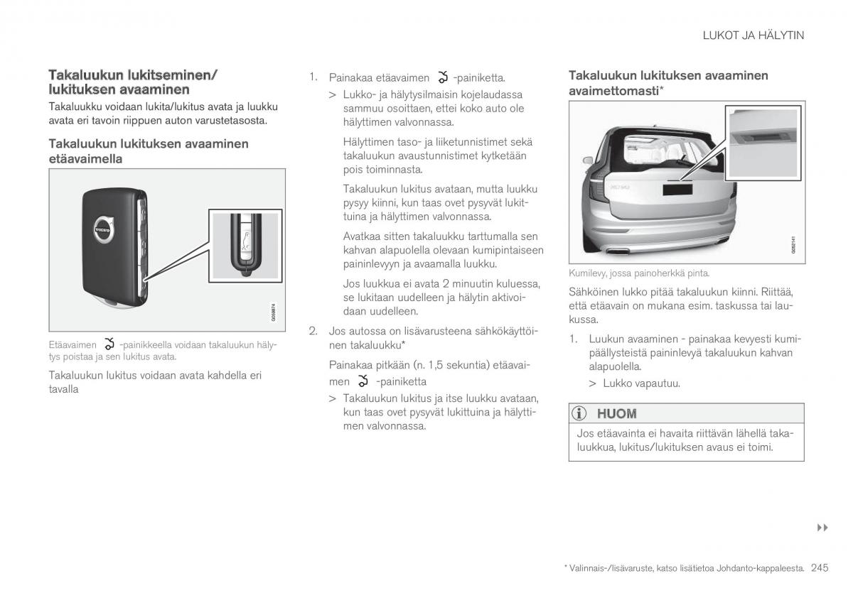 Volvo XC90 II 2 omistajan kasikirja / page 247