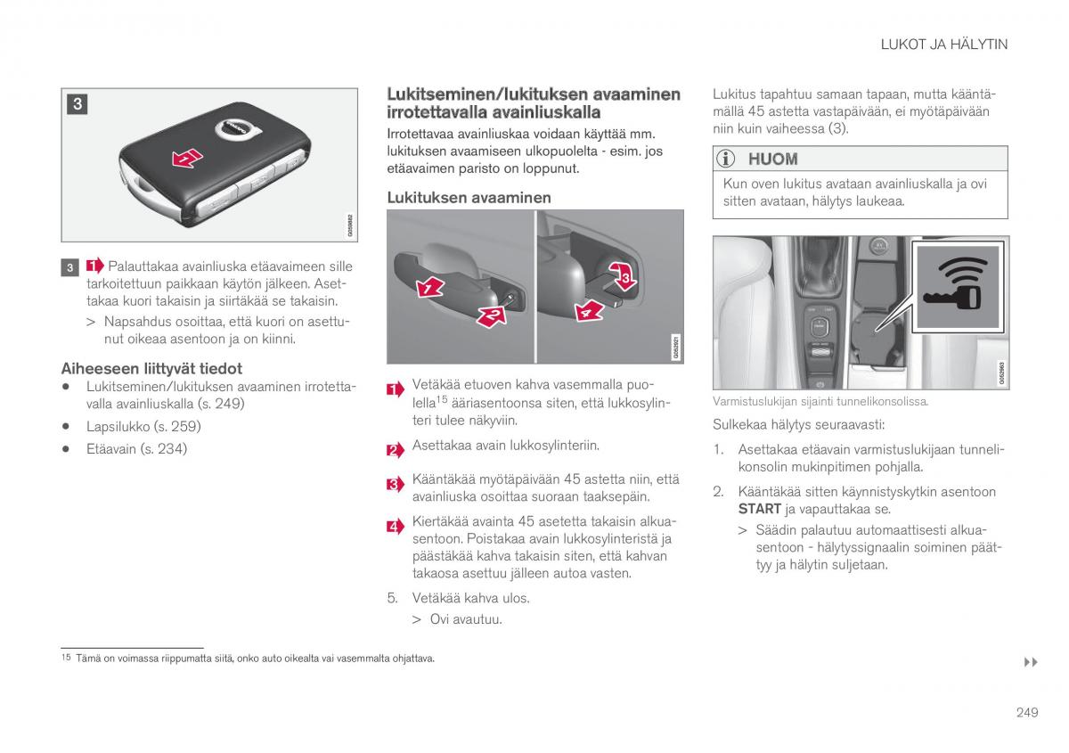 Volvo XC90 II 2 omistajan kasikirja / page 251