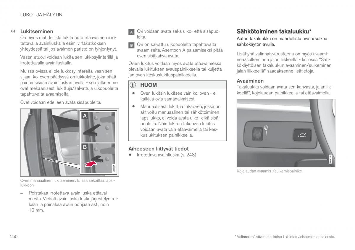 Volvo XC90 II 2 omistajan kasikirja / page 252