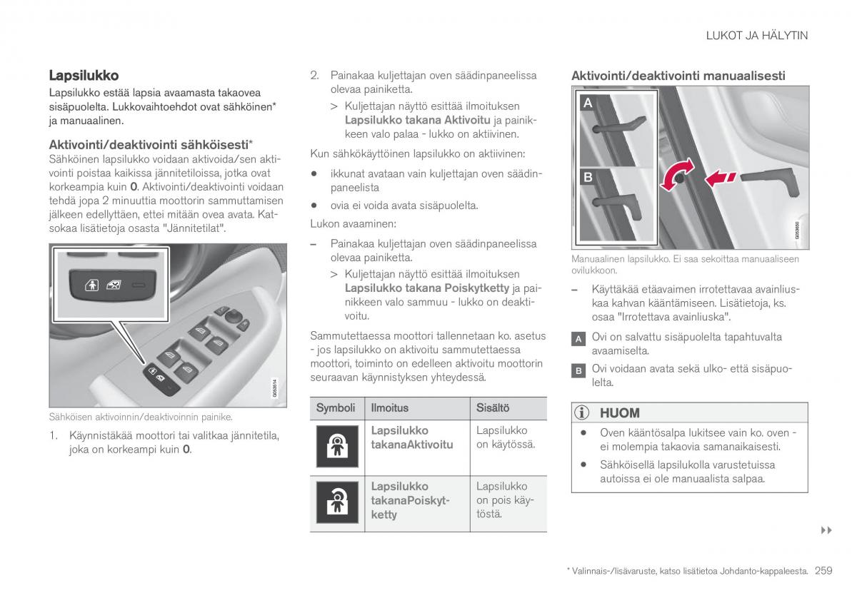 Volvo XC90 II 2 omistajan kasikirja / page 261