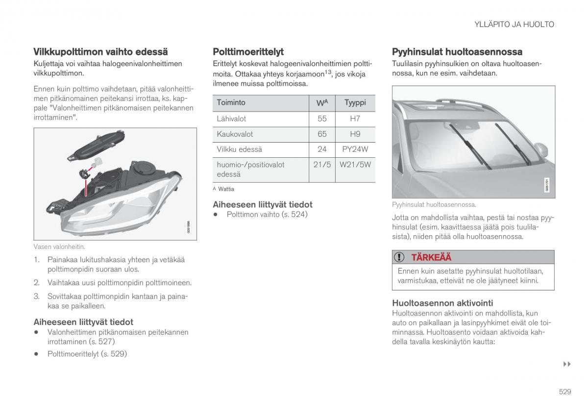 Volvo XC90 II 2 omistajan kasikirja / page 531