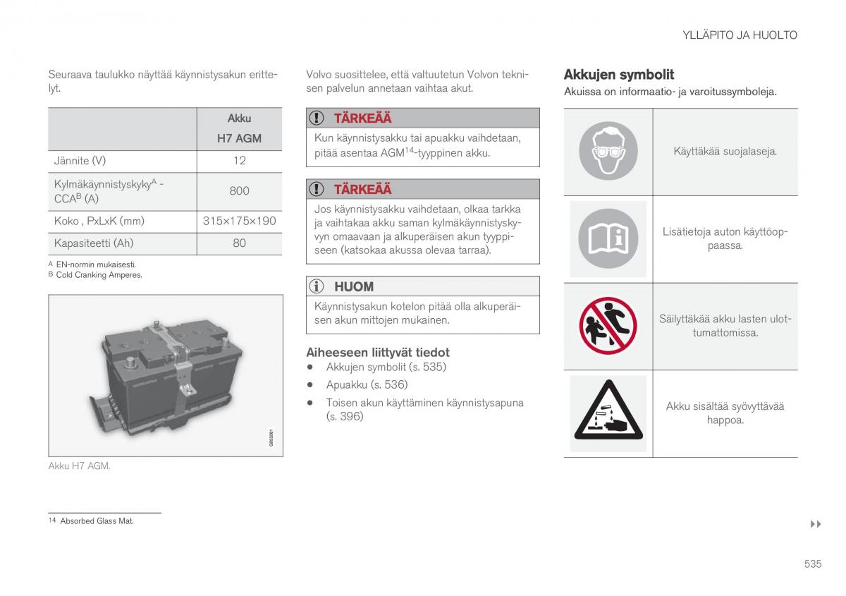 Volvo XC90 II 2 omistajan kasikirja / page 537