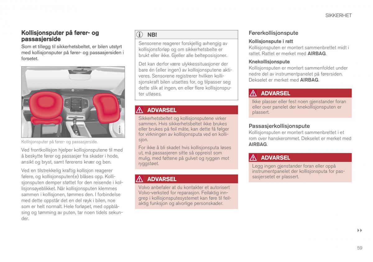 Volvo XC90 II 2 bruksanvisningen / page 61