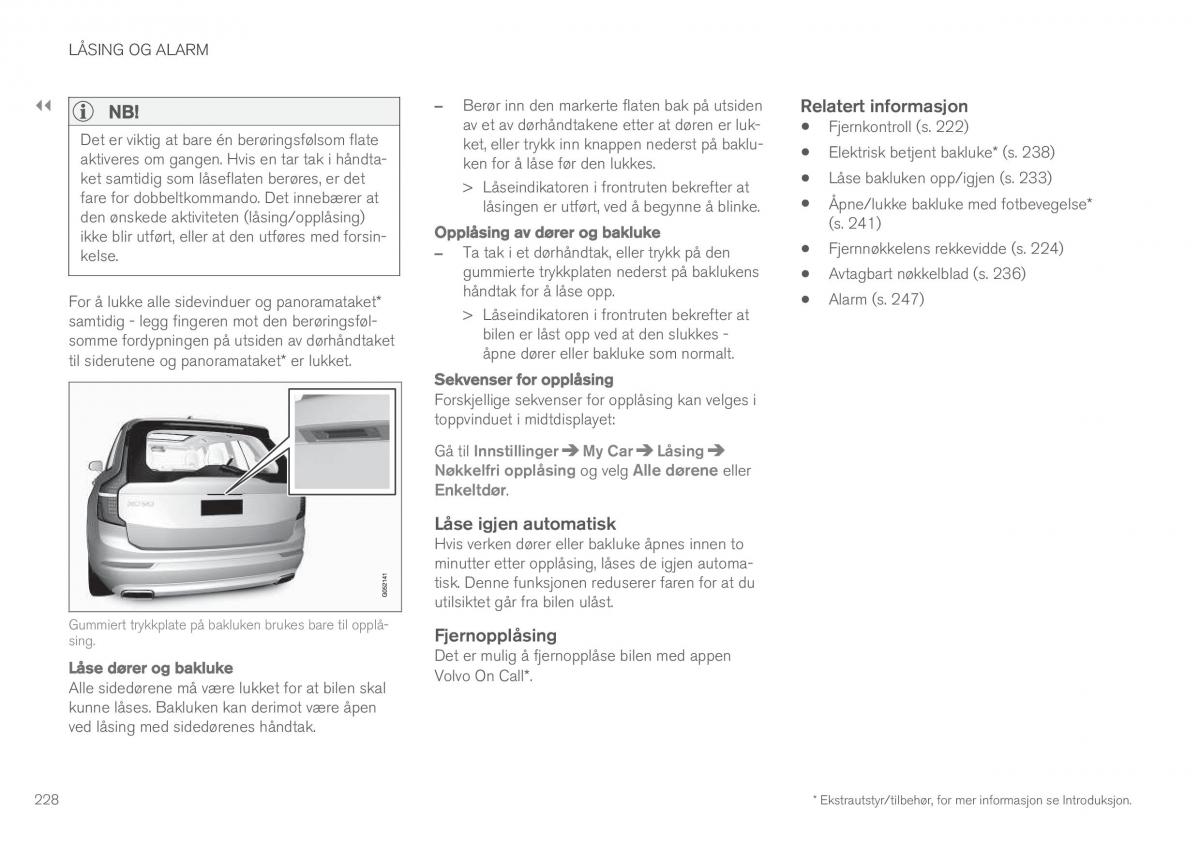 Volvo XC90 II 2 bruksanvisningen / page 230