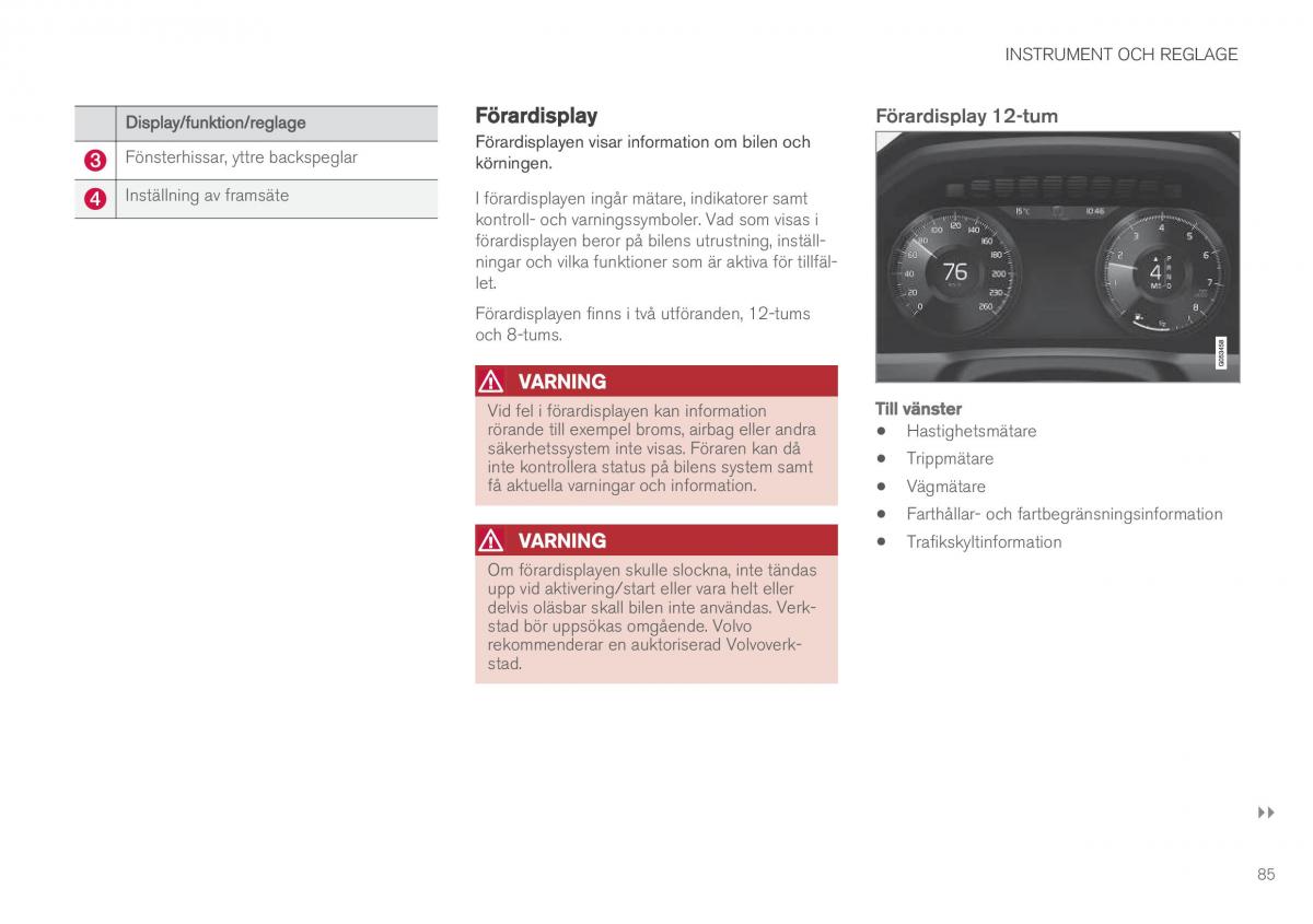 Volvo XC90 II 2 instruktionsbok / page 87