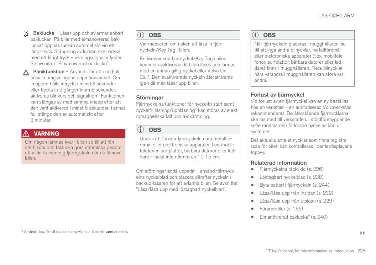 Volvo XC90 II 2 instruktionsbok / page 227