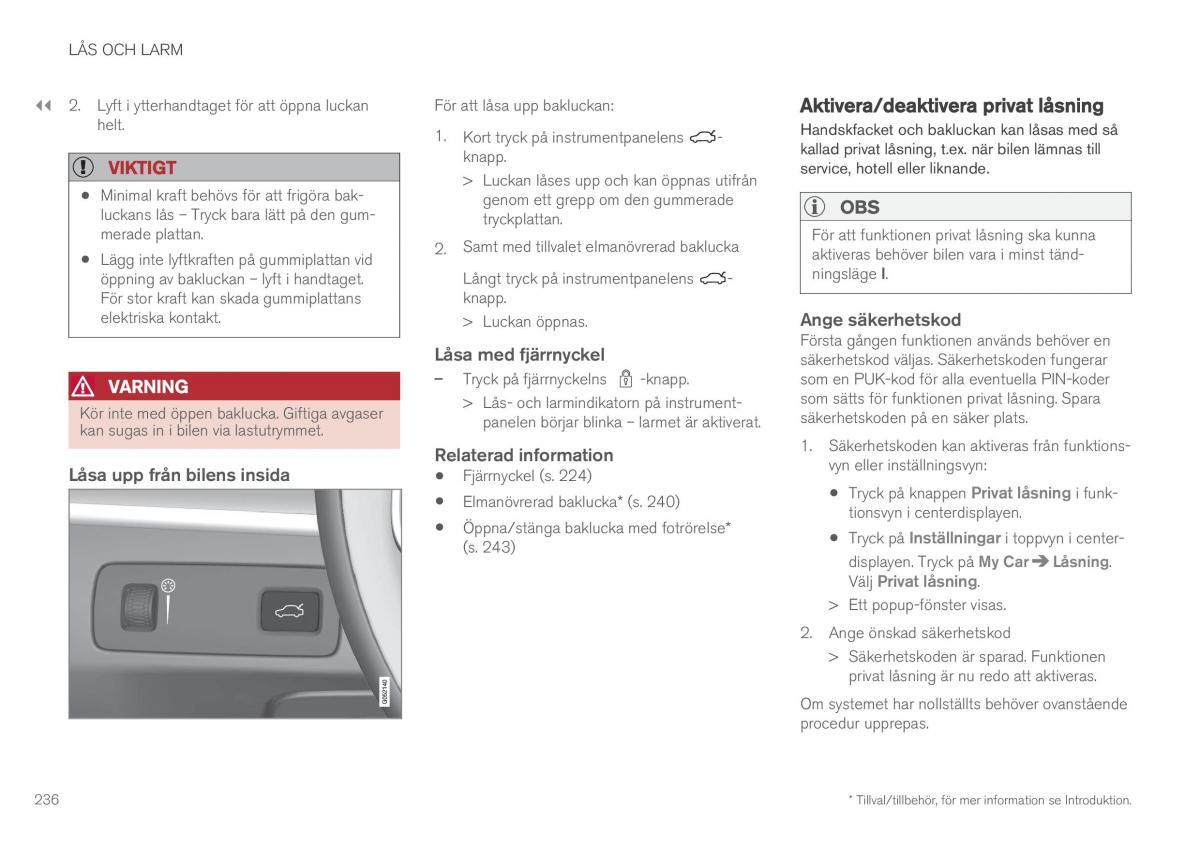 Volvo XC90 II 2 instruktionsbok / page 238