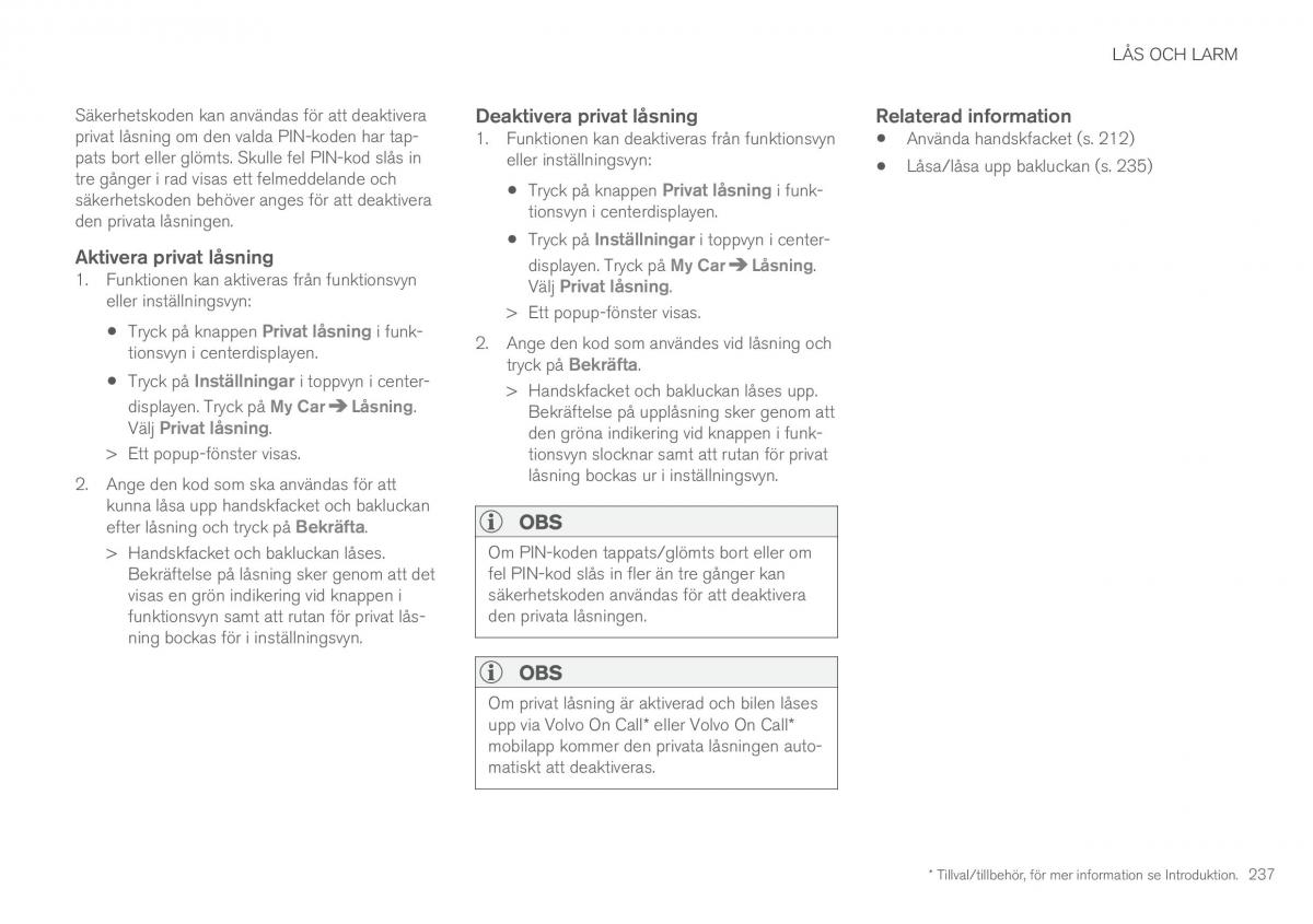 Volvo XC90 II 2 instruktionsbok / page 239