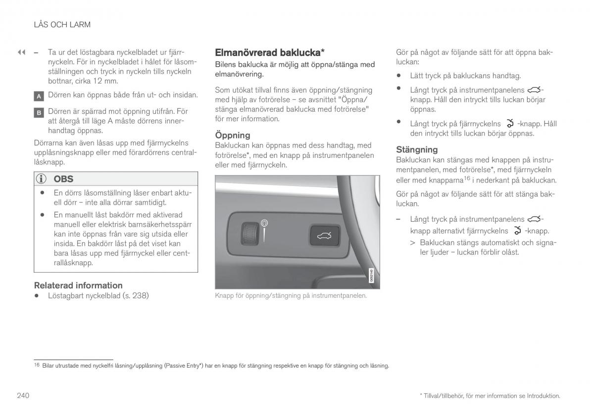 Volvo XC90 II 2 instruktionsbok / page 242